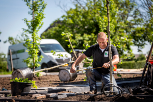 Hoveniers bedrijf brand, tuinontwerp, tuinaanleg, tuinonderhoud, bestrating.