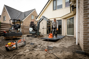 Hoveniers bedrijf brand, tuinontwerp, tuinaanleg, tuinonderhoud, bestrating.